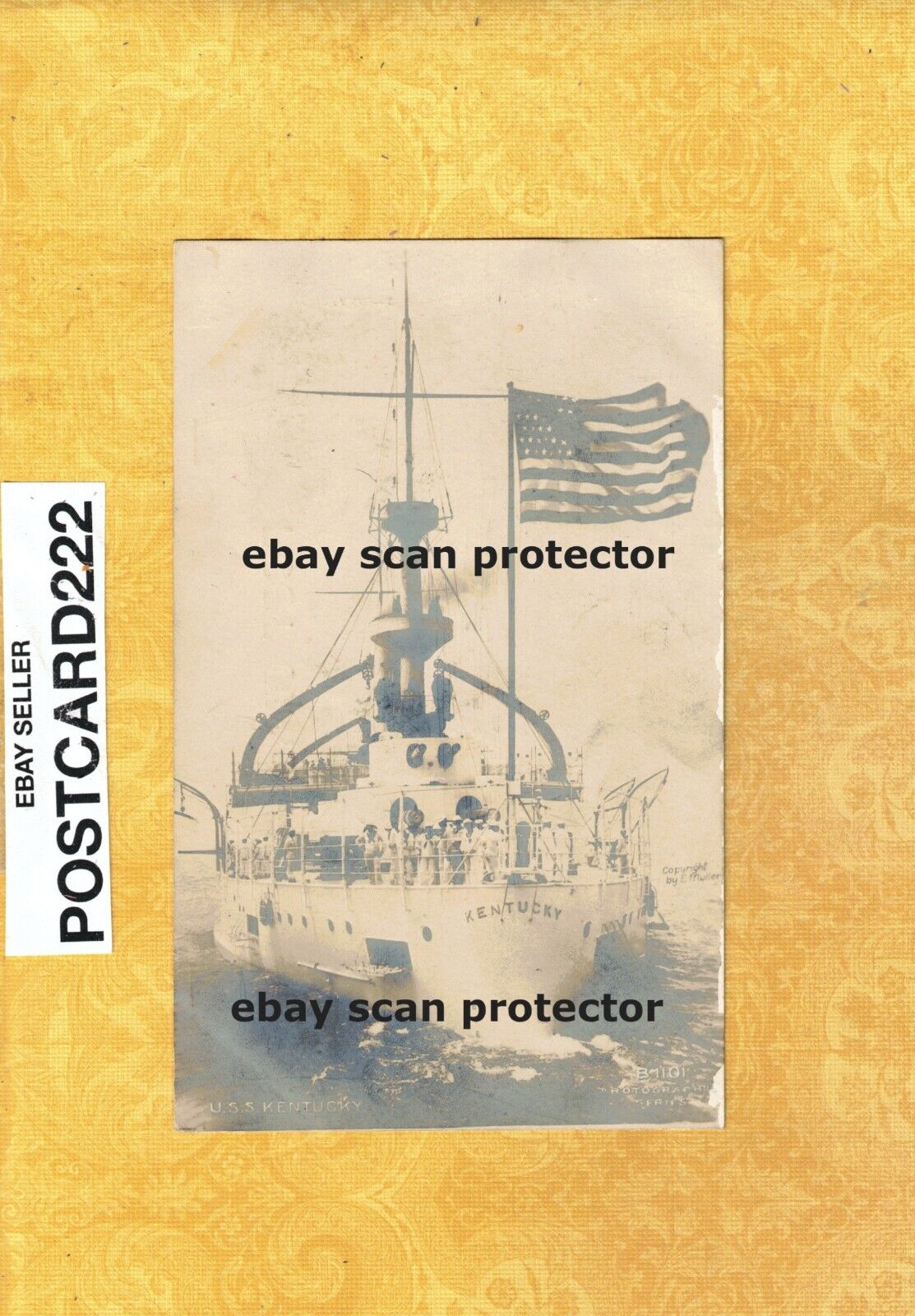 X RPPC real photo postcard U.S.S. KENTUCKY SHIP 1901-19 UDB