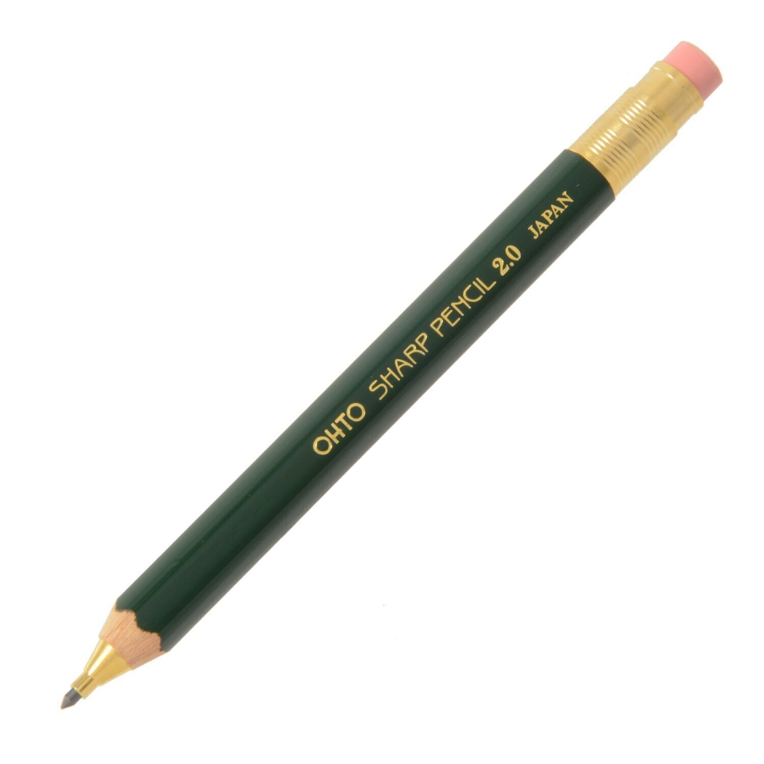 OHTO Mechanical Pencil Wood Sharp with Eraser 2.0, 2.0mm, Green Body (APS-680...