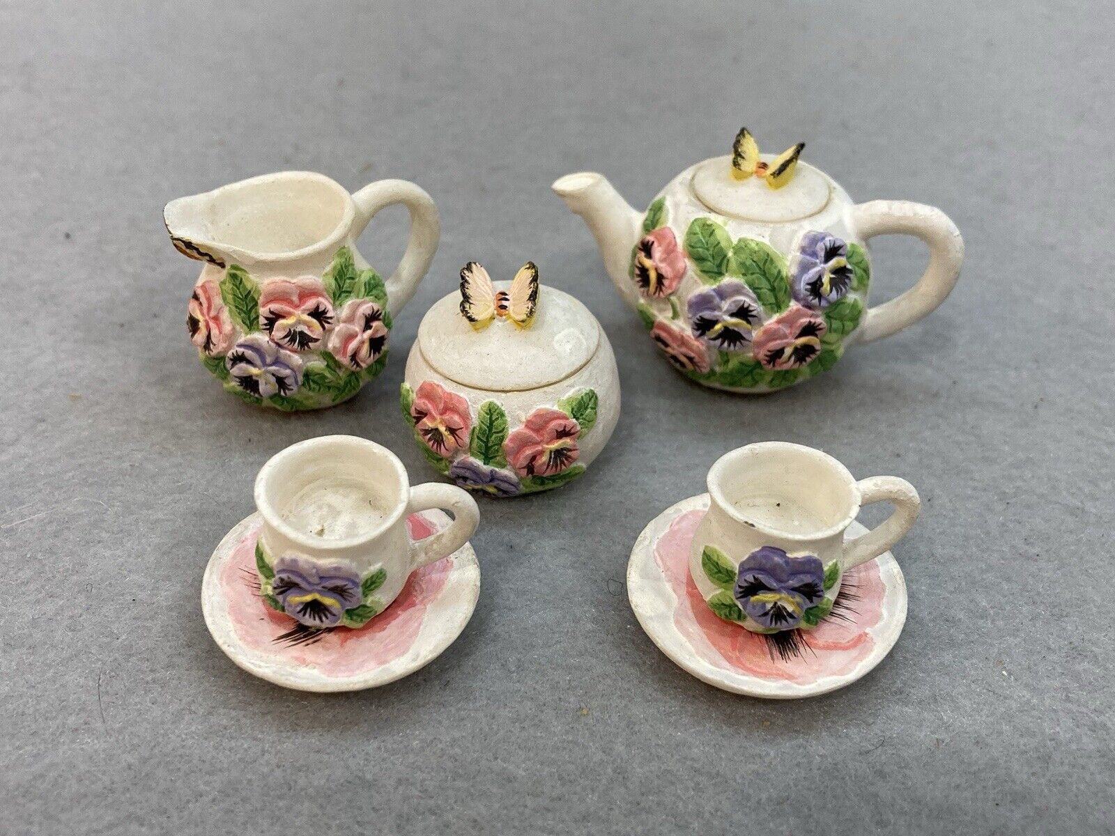 Mini Ceramic Vintage Tea Set Butterfly