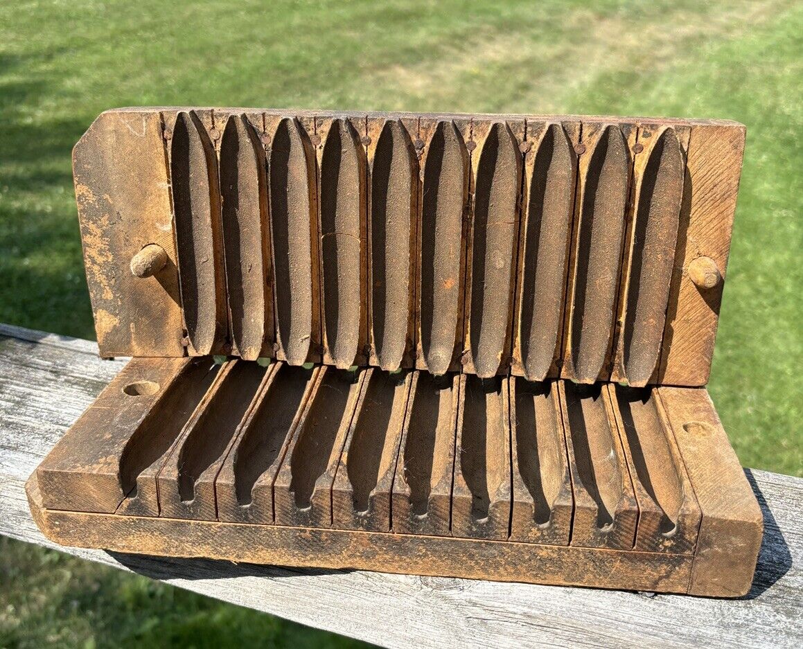 Antique Wooden 10 Cigar Mold Press Numbered
