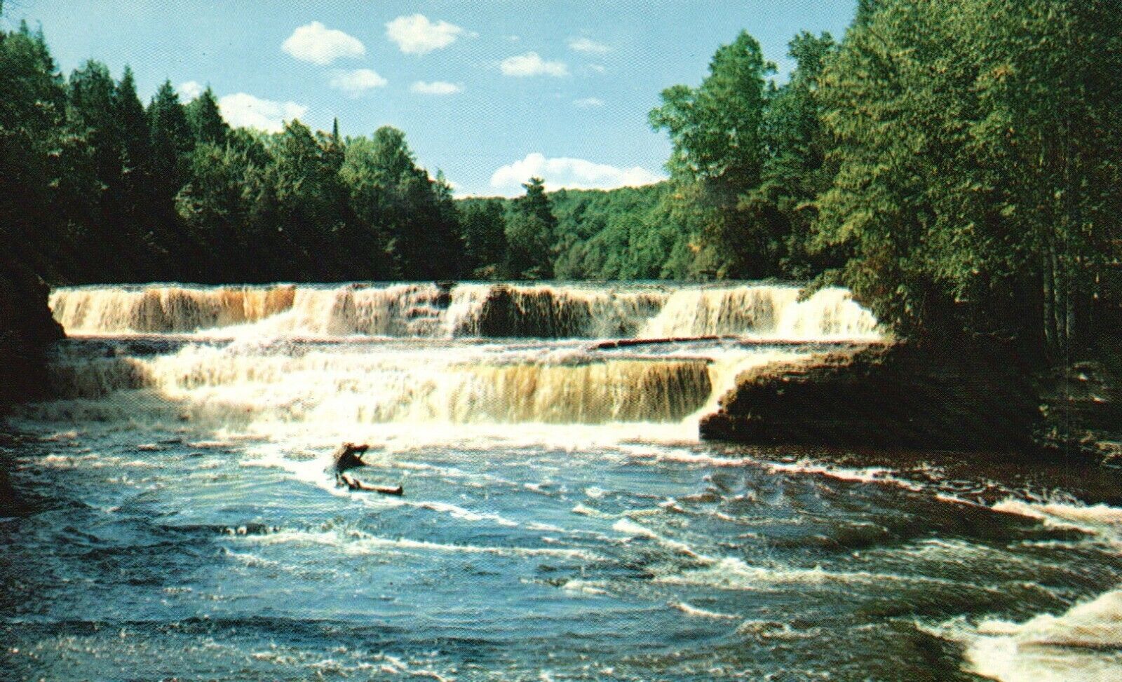 Postcard MI Michigan Lower Falls of Tahquamenon River Vintage PC b1355