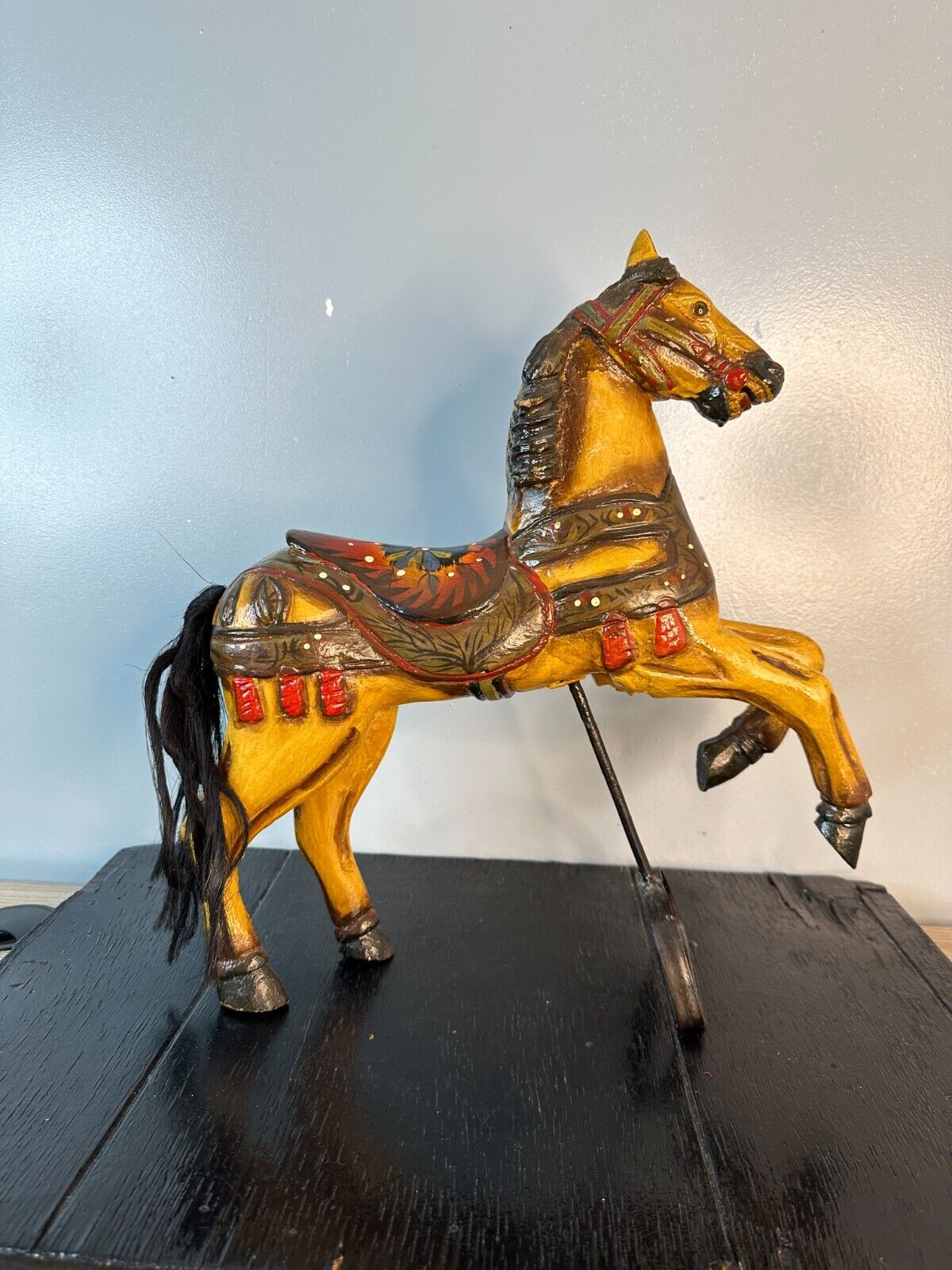 Rare Antique 1900\'s Salesman Sample Carousel Horse Handmade Carved Wood Iron