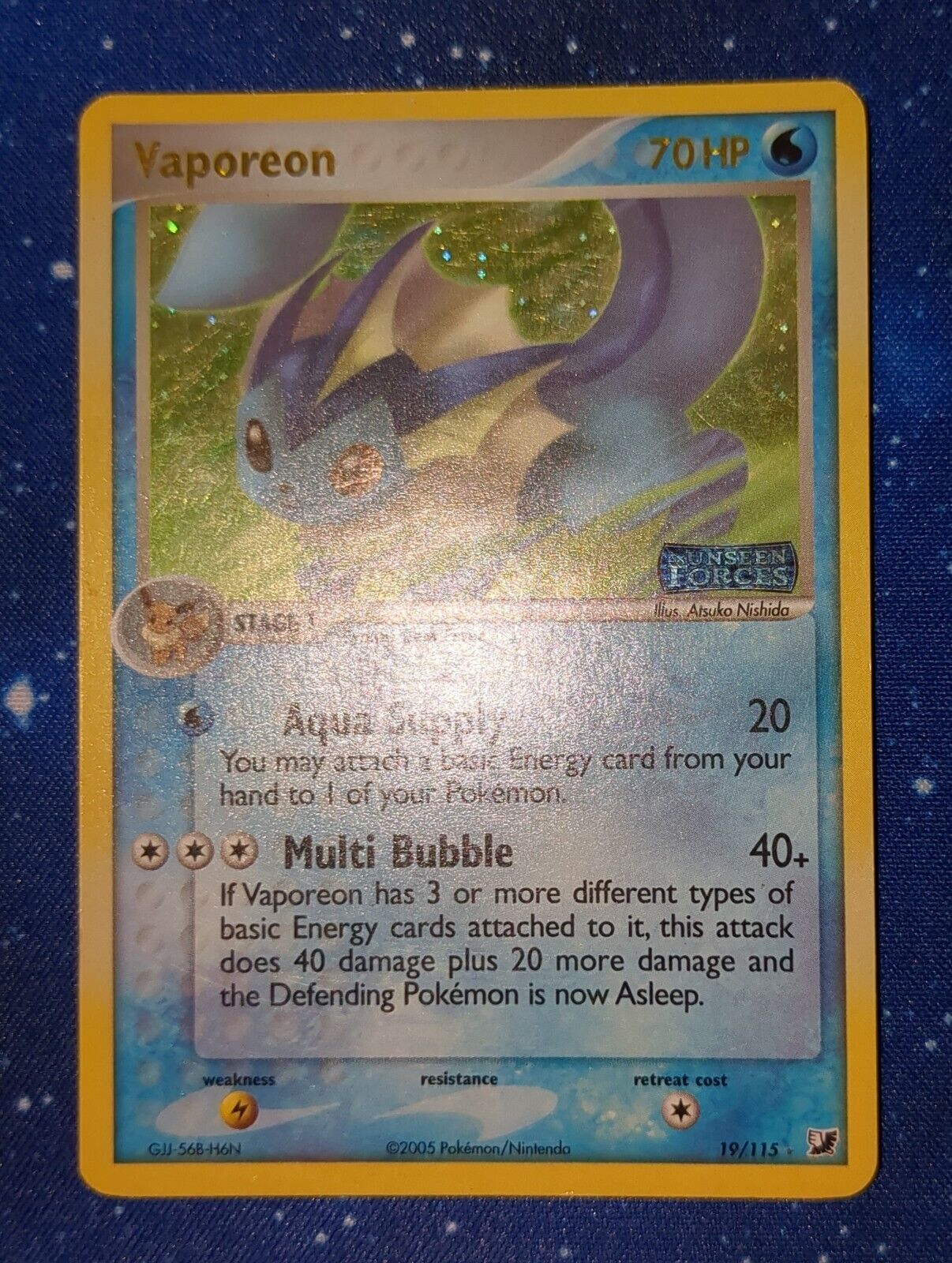 Pokemon UNSEEN FORCES - #19/115 Vaporeon - ENG - Stamped