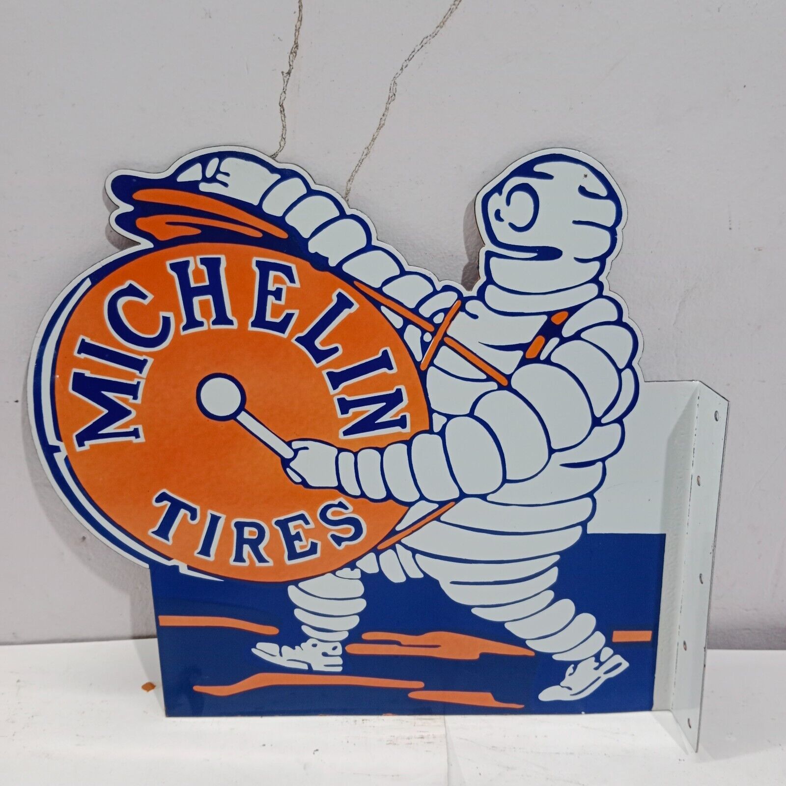 Michelin Tires Porcelain Enamel Sign  21 x 17 Inches 2 Side