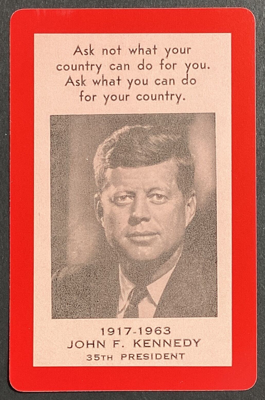 US President John F Kennedy Vintage Single Swap Playing Card King Spades
