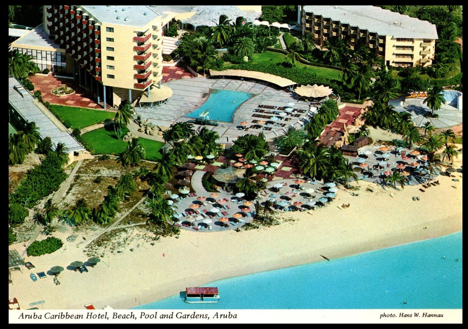VTG Postcard Aruba Caribbean Hotel Garden Beach  Pool
