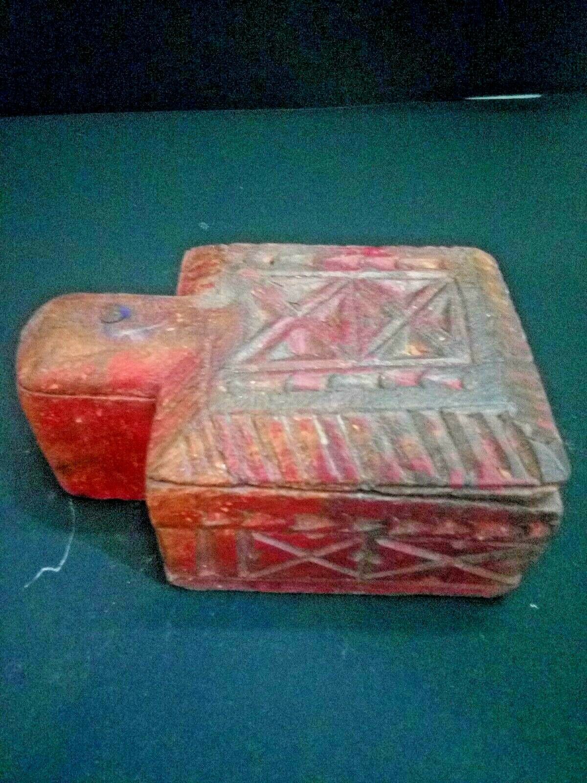 Old Vintage Tika Box Chopra Old Wooden Hand Carved Chopra.Rich Old COLOR 