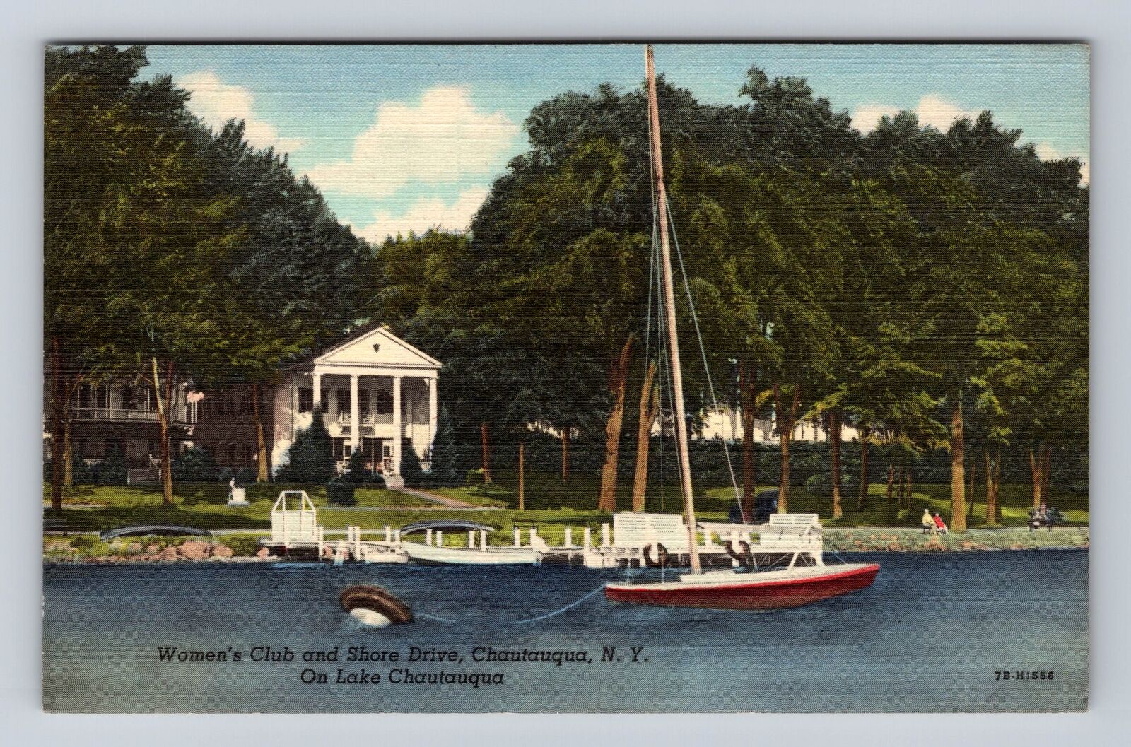 Chautauqua NY-New York, Women\'s Club, Lake Chautauqua, Vintage Souvenir Postcard