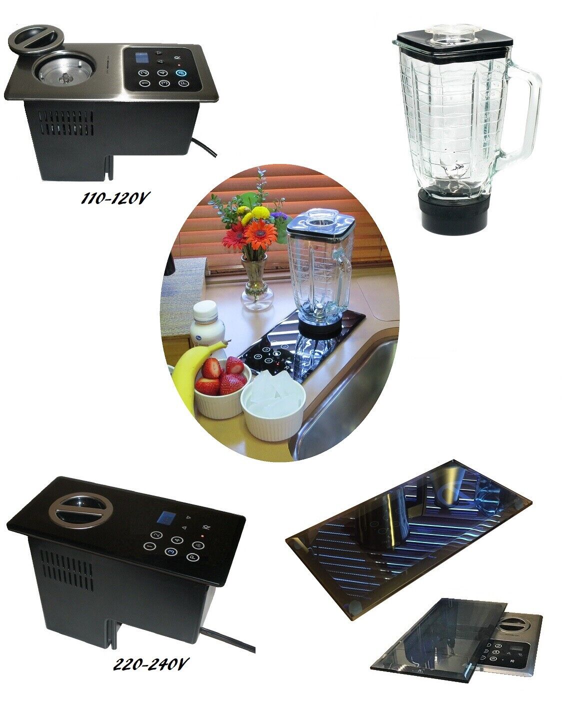 In Counter Blender Drop-in Motor Runs 6 cup glass blender + 4 more appliances