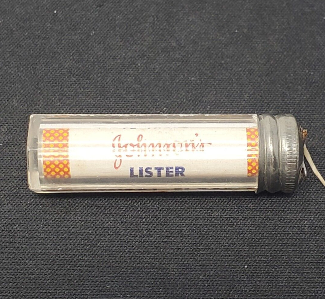 Johnson & Johnson Lister Dental Floss In Mini Bottle Vintage READ