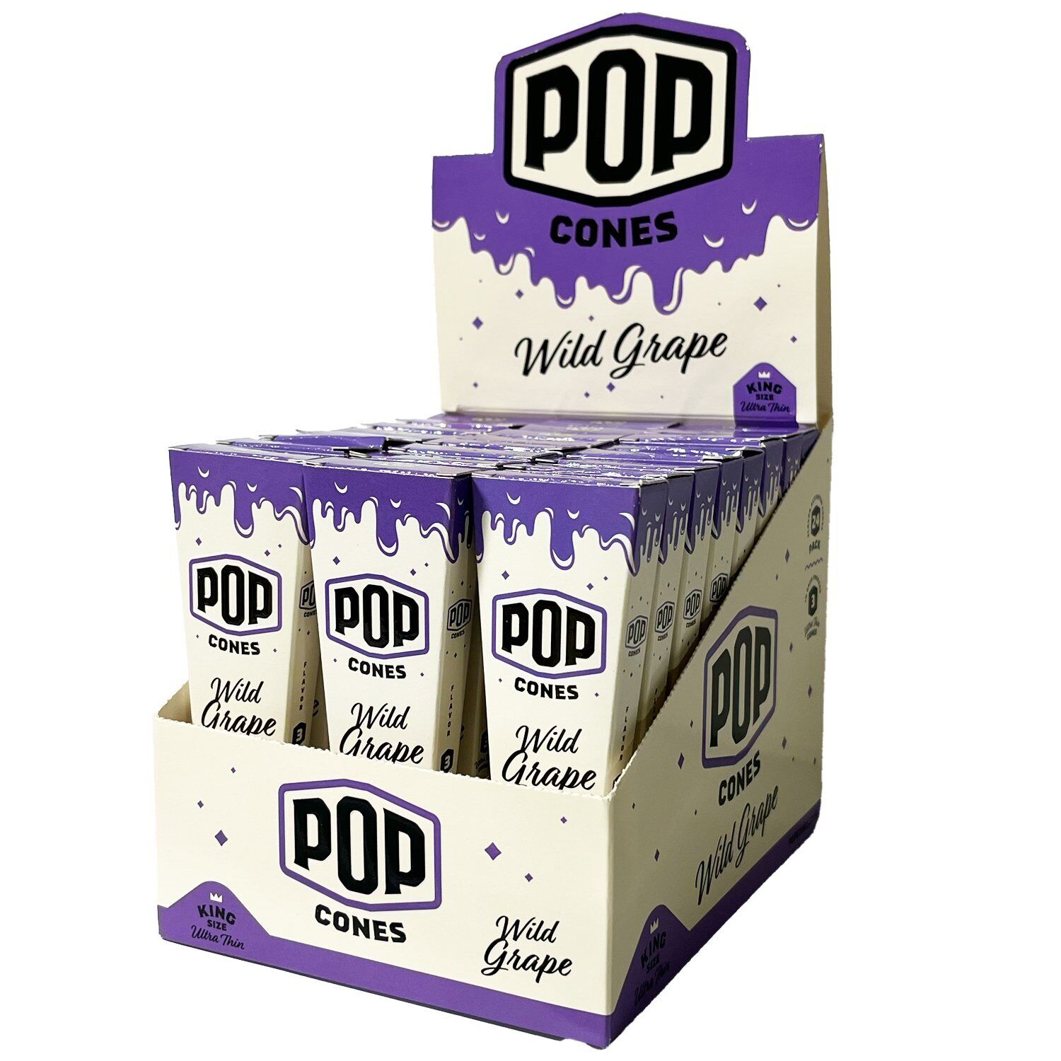 Box of 24 Pop Cones Ultra Thin King Size - Wild Grape