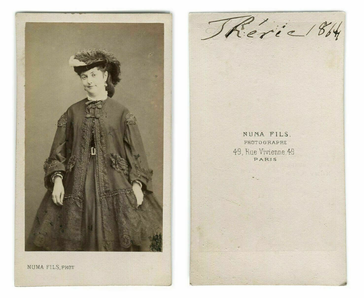 CDV Vintage Photographs NUMA FILS - Alice Theric, French Actress c.1864