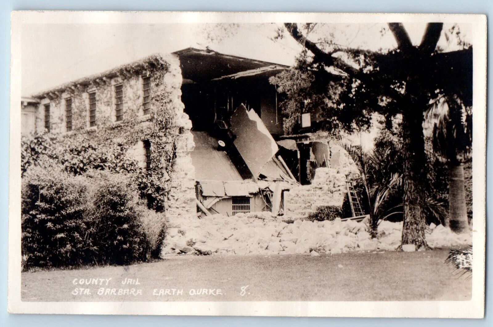 Sta. Barbara California CA Postcard RPPC Photo Country Jail Earth Quake c1910's
