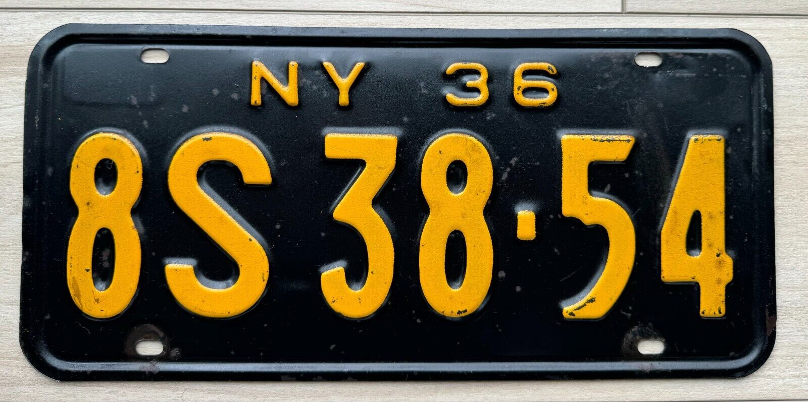 1936 New York License Plate  - Nice Original Paint