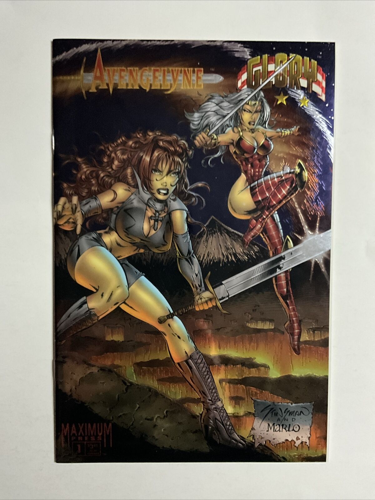 Avengelyne/Glory #1 (1995) 9.4 NM Maximum Press Chromium Cover Wraparound Comic