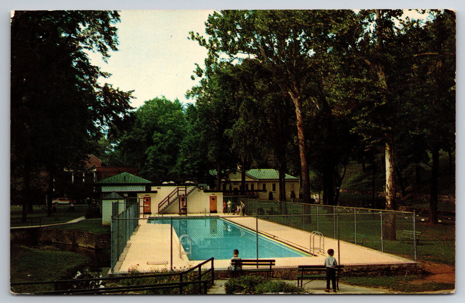 Vintage Postcard WV Berkley Springs Swimming Pool Kids Chrome~6052