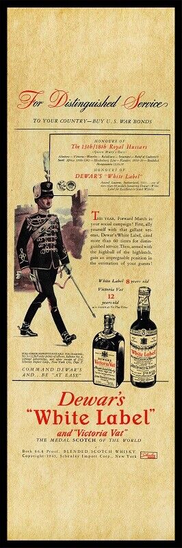 1943 Dewar's White Label Scotch Whiskey New Metal Sign 6