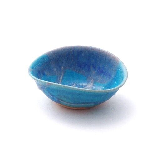 Kobachi Shigaraki yaki ware Japanese Pottery bowl dish Tsuyukusa Blue glaze