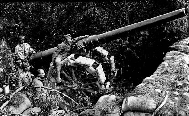 WWI Italian front 149 mm cannon in battery 1915 OLD PHOTO