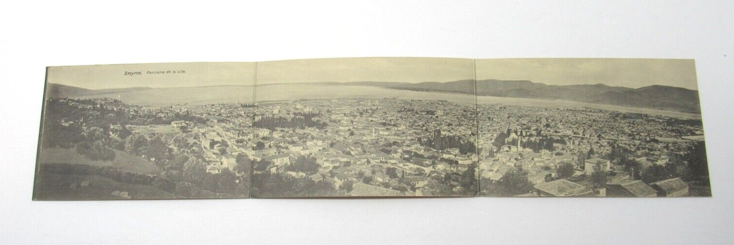 Smyrna Turkey Panoramic Postcard c1910 Birdseye View of Town and Aegean Sea