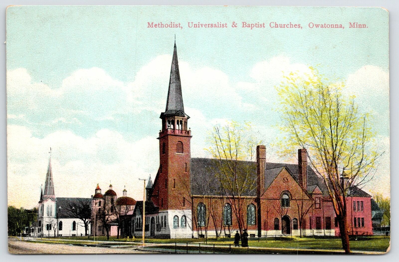 Owatonna MN~Spring Sprung, Trees Budding~Baptist, Methodist, Universalist-Church