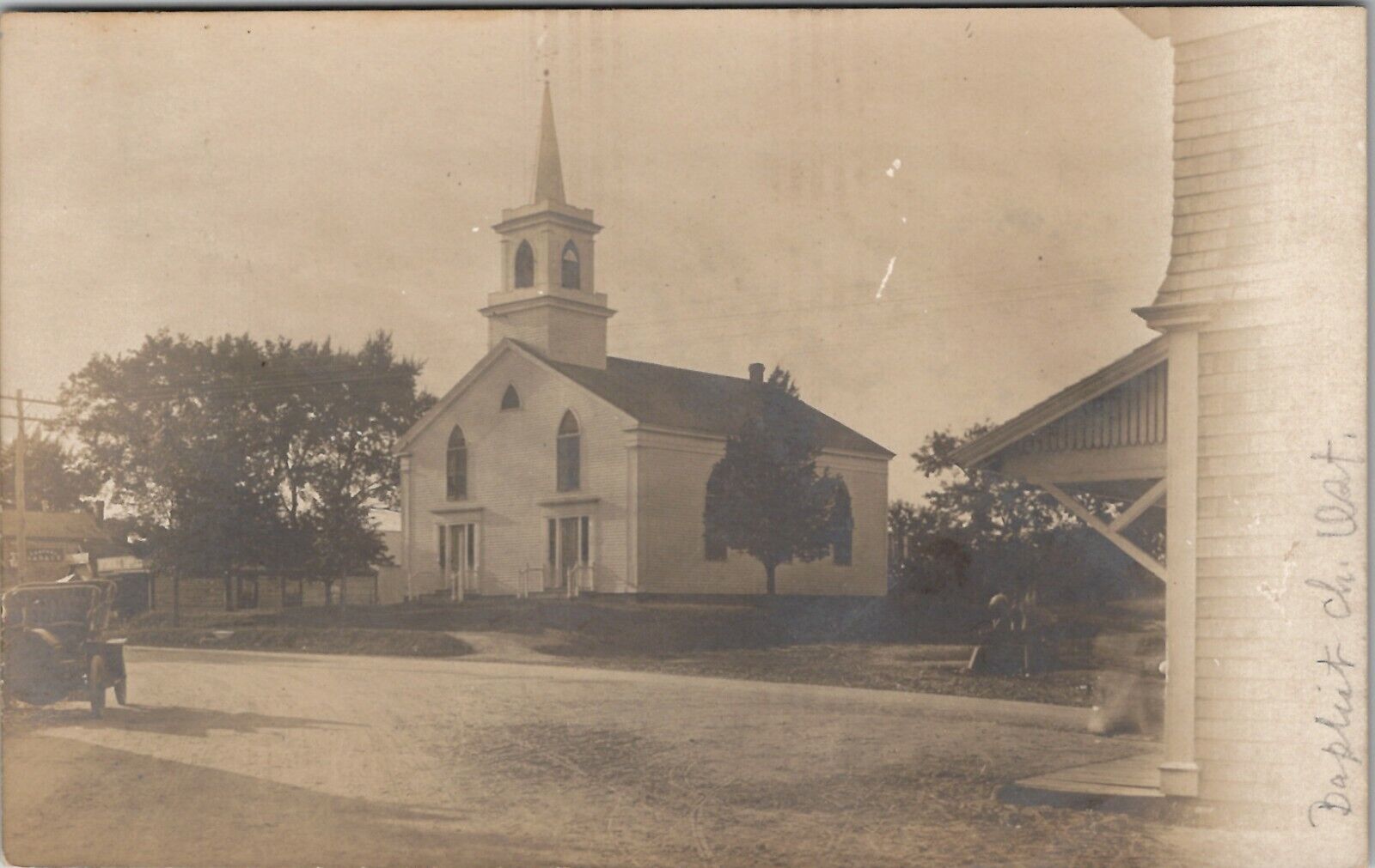 Osterville MA RPPC Early Street Scene Church Ford Automobile Garage Postcard V12