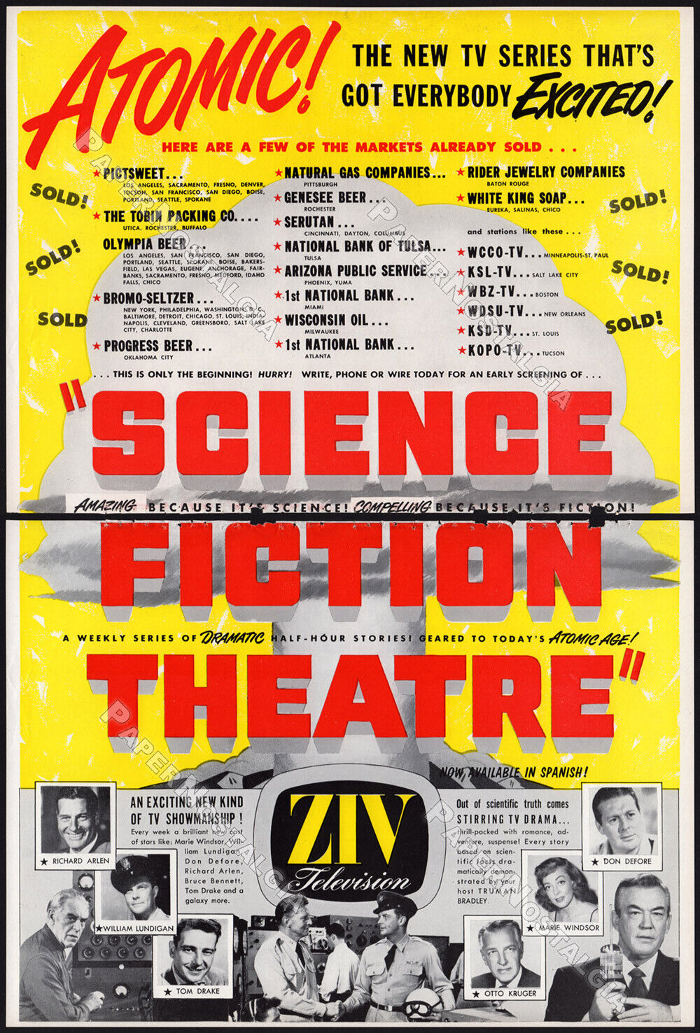 SCIENCE FICTION THEATRE__Orig. 1955 Trade AD / TV sci-fi promo__Truman Bradley