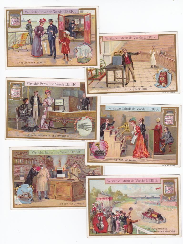 19TH century inventions - 6 Liebig trade cards - san898fr issued in 1907