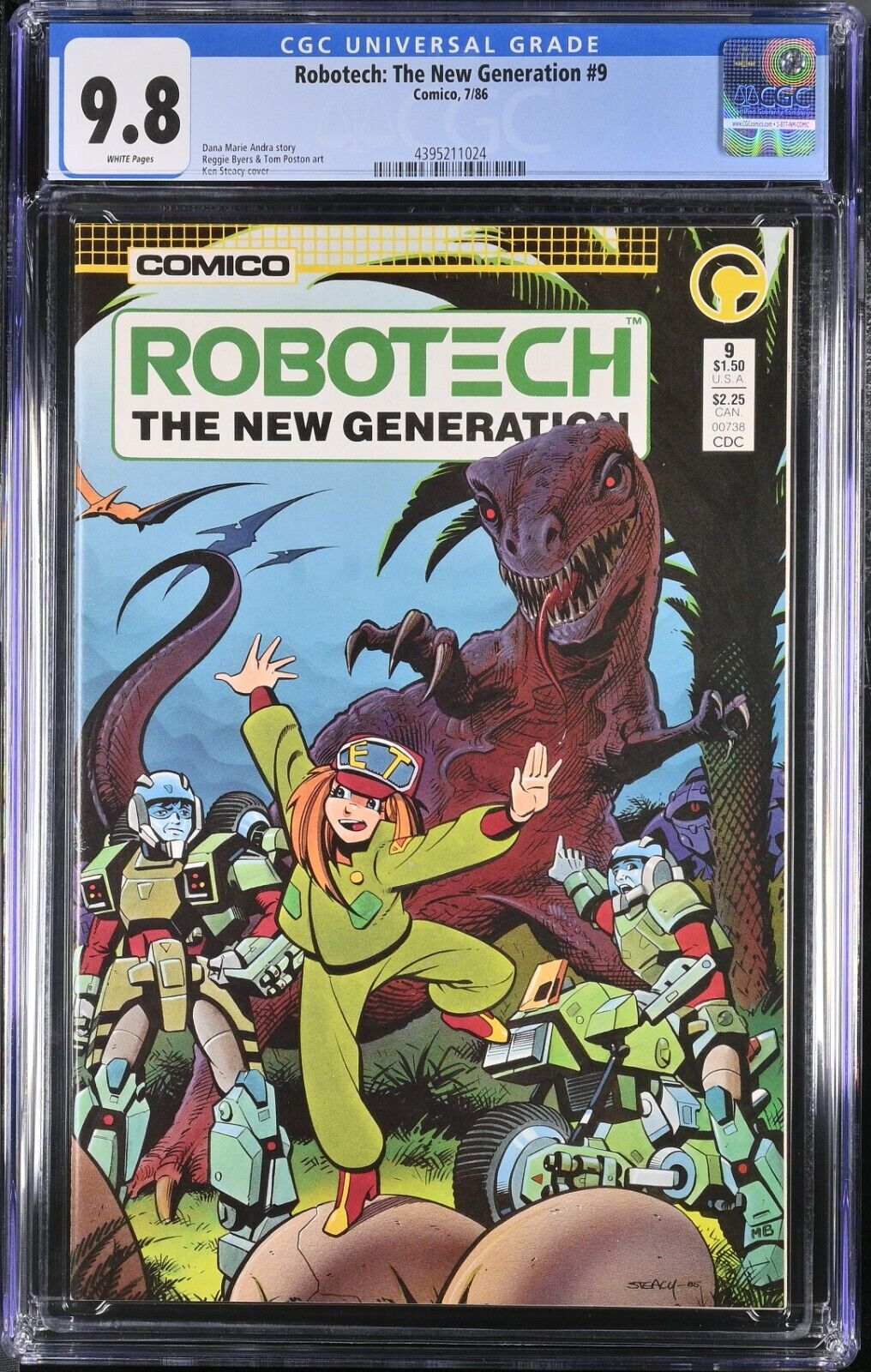 ROBOTECH: THE NEW GENERATION #9 - CGC 9.8 - WP - NM/MT - DINOSAUR COVER