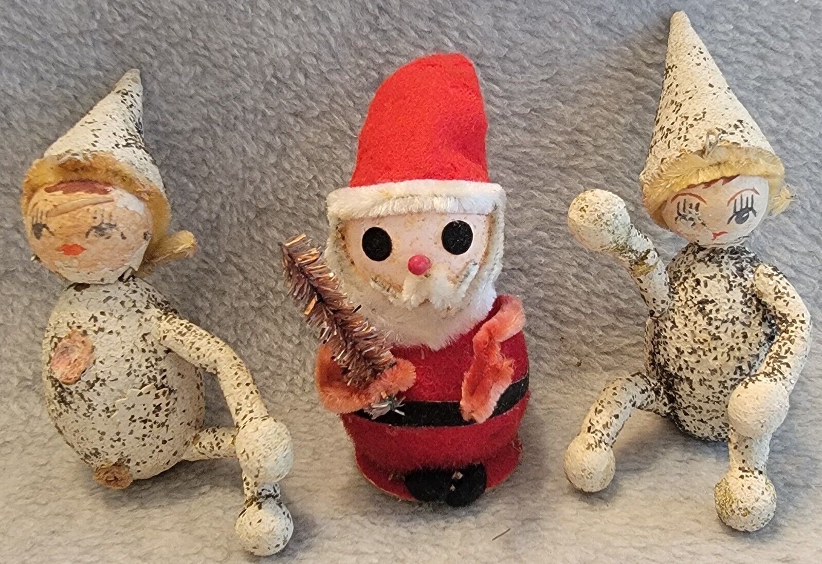 Vintage Christmas Styrofoam Santa Claus and Pipe Cleaner Pixie's Japan