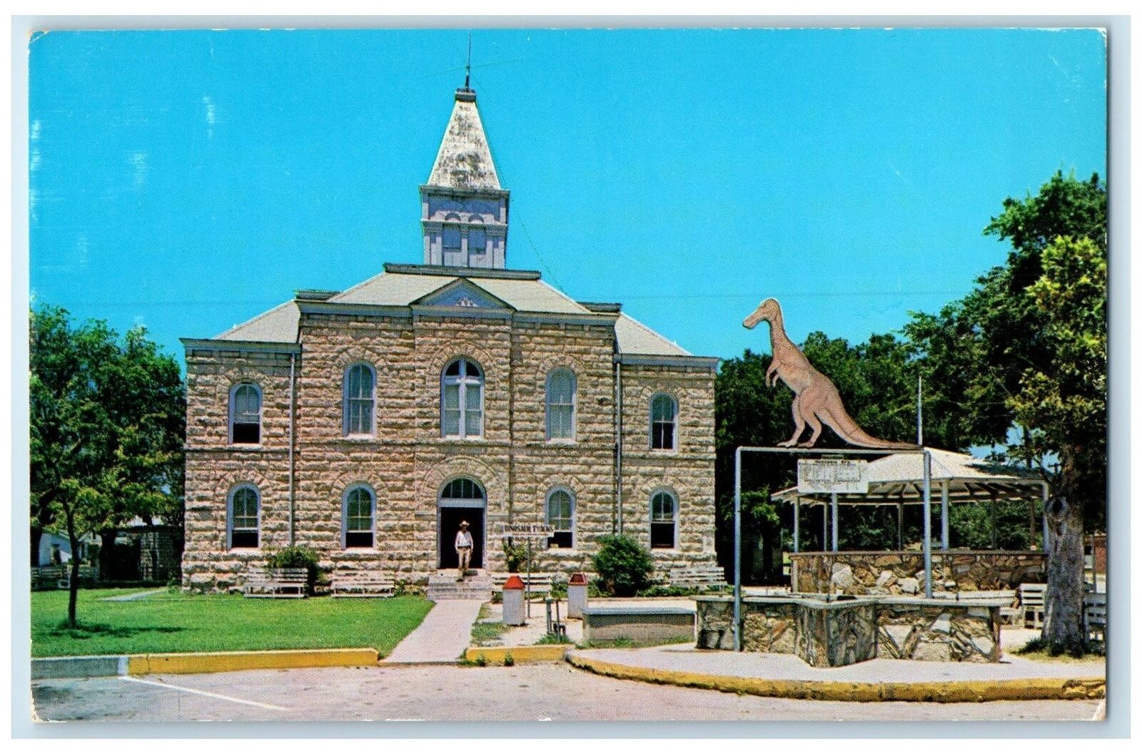 c1950 Somervell County Court House Home Of Dinosaur Glen Rose Texas TX  Postcard