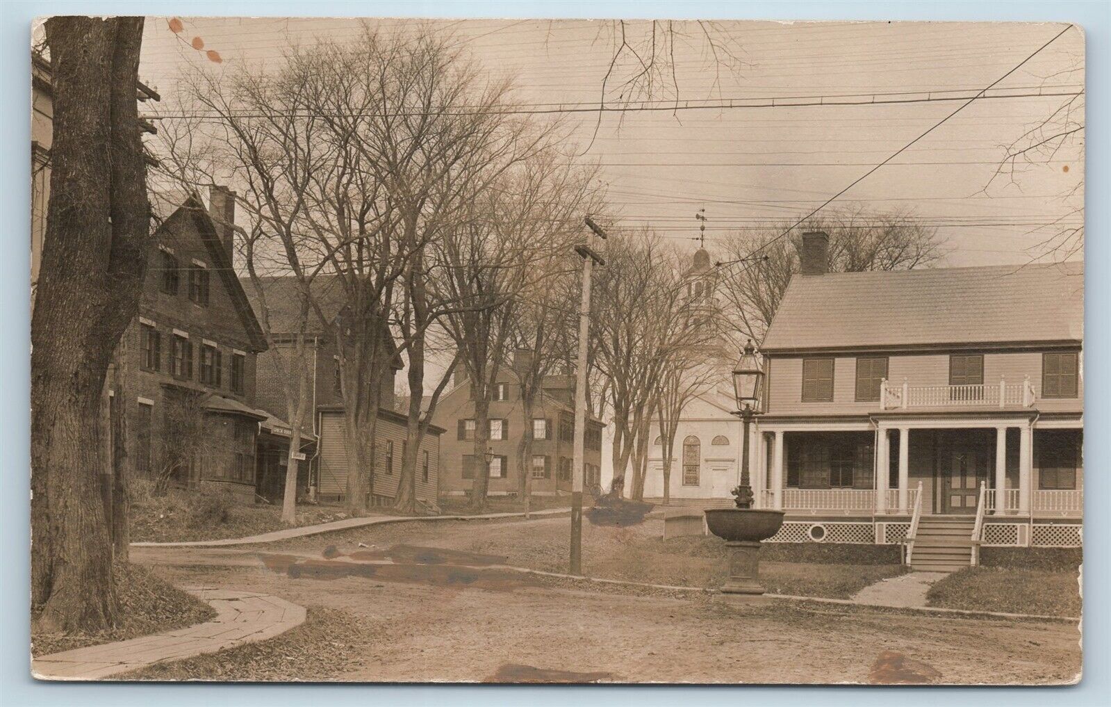 Postcard ME Searsport Church Street View Lunch Room c1915 Real Photo RPPC W2
