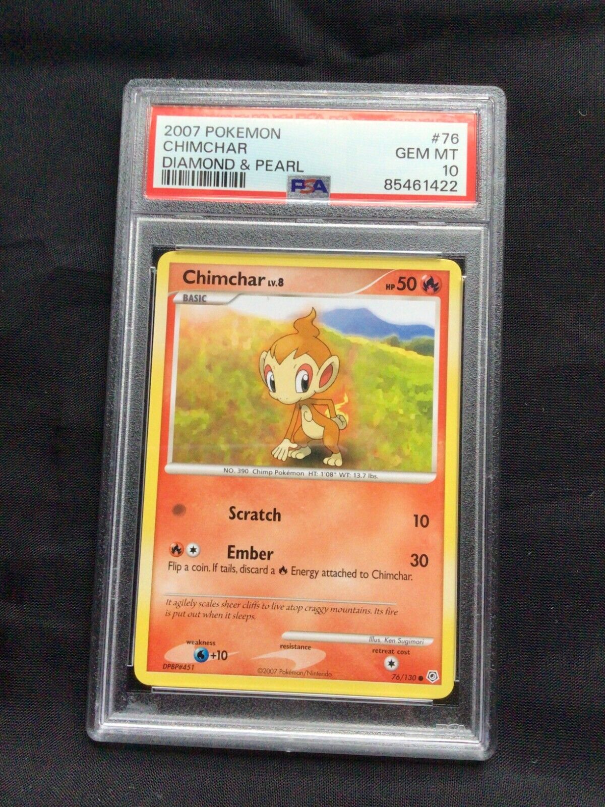 Pokemon Cards: Diamond and Pearl Common: Chimchar 76/130 PSA 10