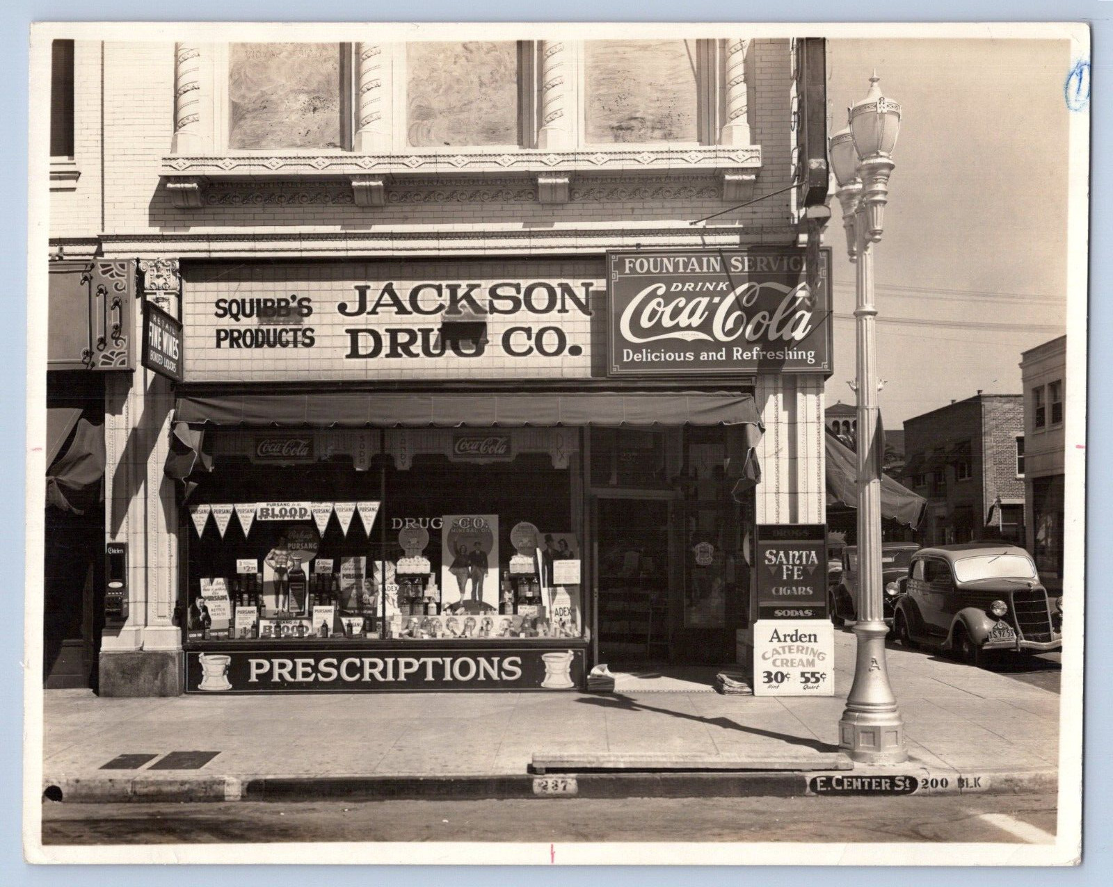 RARE ORIG. 1930\'S. ANAHEIM,CA. JACKSON DRUG CO. 237 E. CENTER ST 8X10 PHOTO WOW