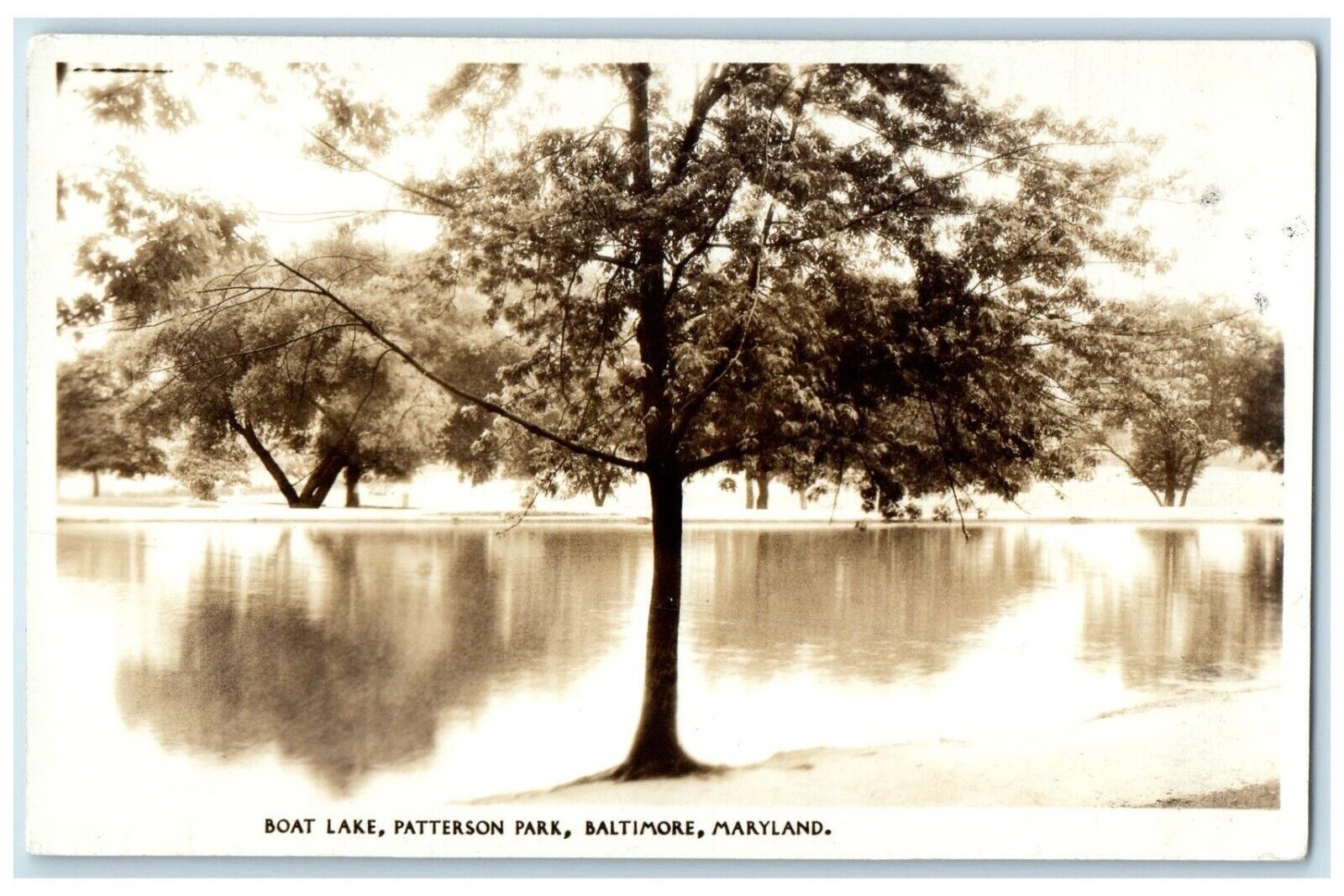 c1940's Boat Lake Patterson Park Baltimore Maryland MD RPPC Photo Postcard
