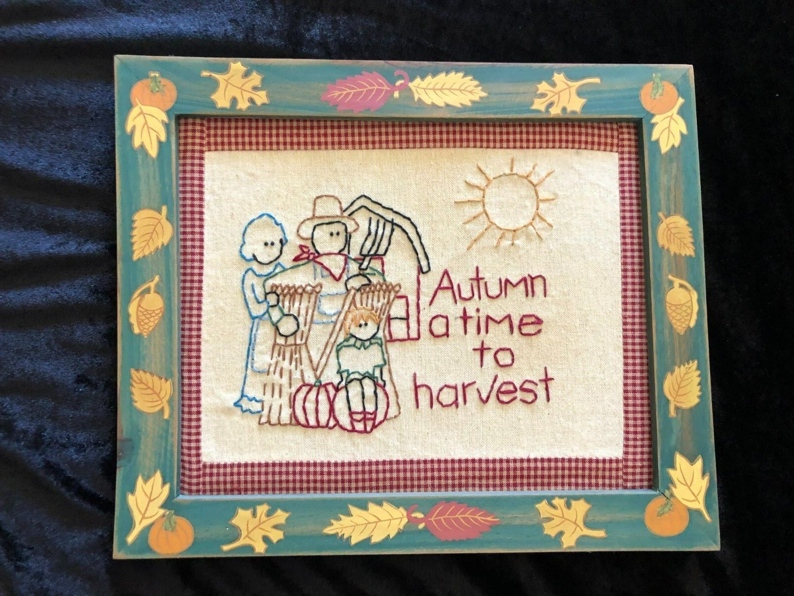 TERRY\'S VILLAGE Handcrafted AUTUMN-A TIME TO HARVEST Embro Framed Wall Decor