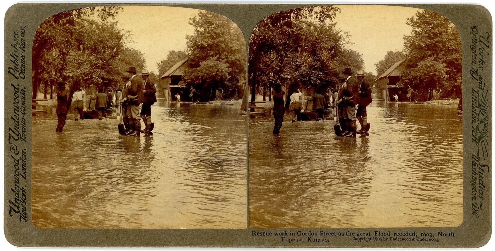 KANSAS SV - Topeka Flood - Gordon Street Rescuers - Underwood c1903