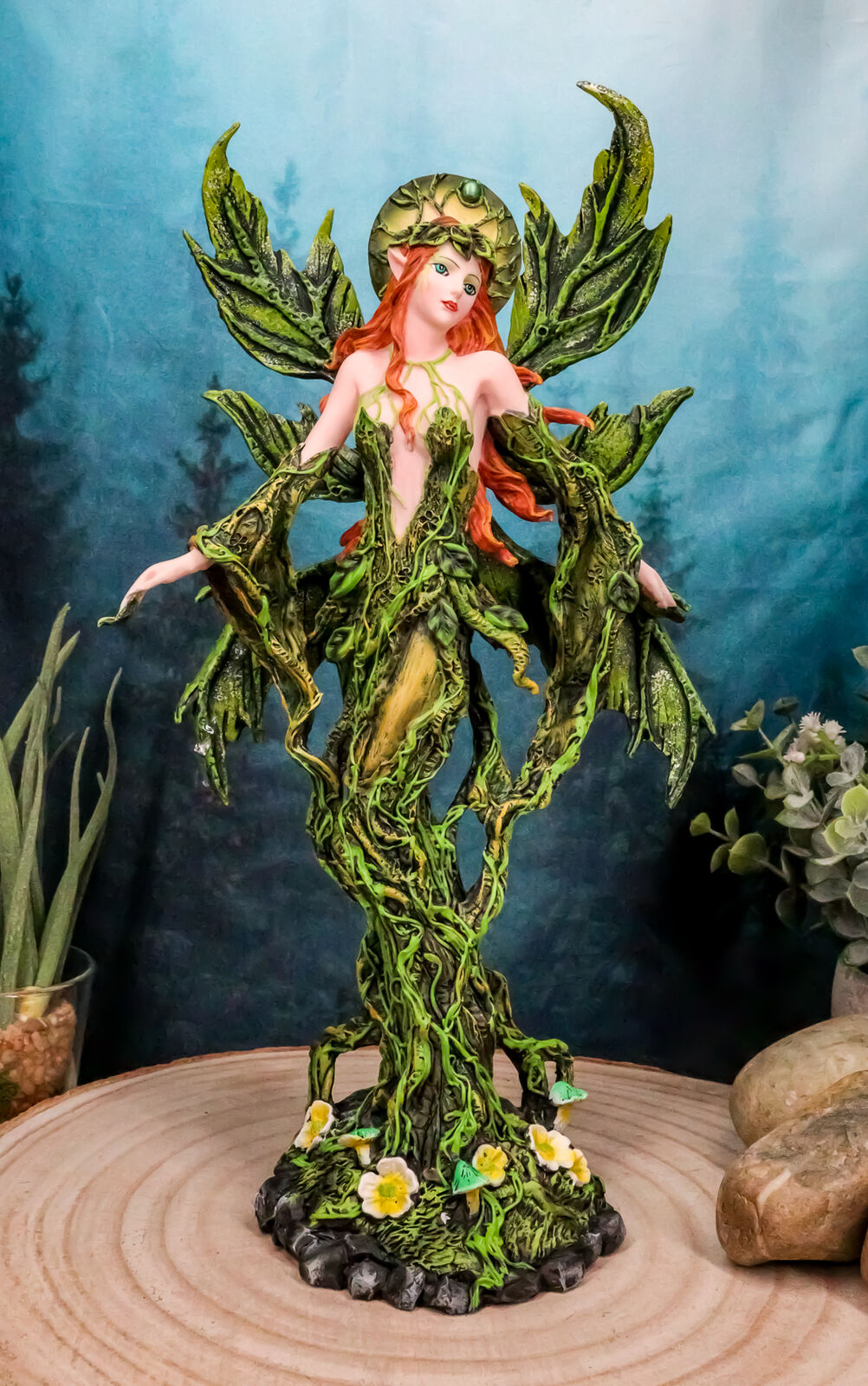 Ebros Elemental Earth Gaia Forest Green Fairy Statue Decorative Figurine 12.25\
