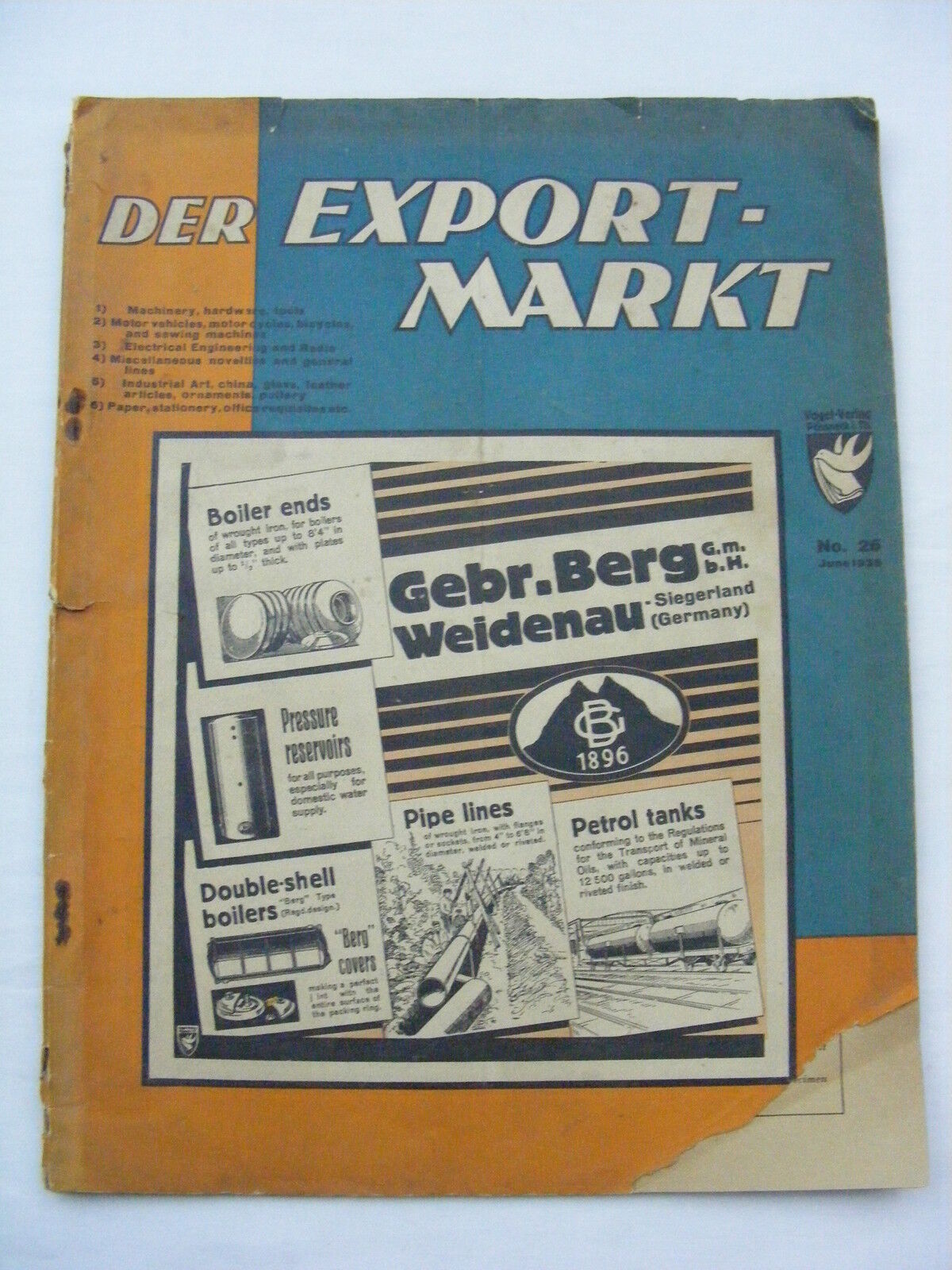 Vintage Der Export-Markt German Publication Magazine 1935 Advertisements