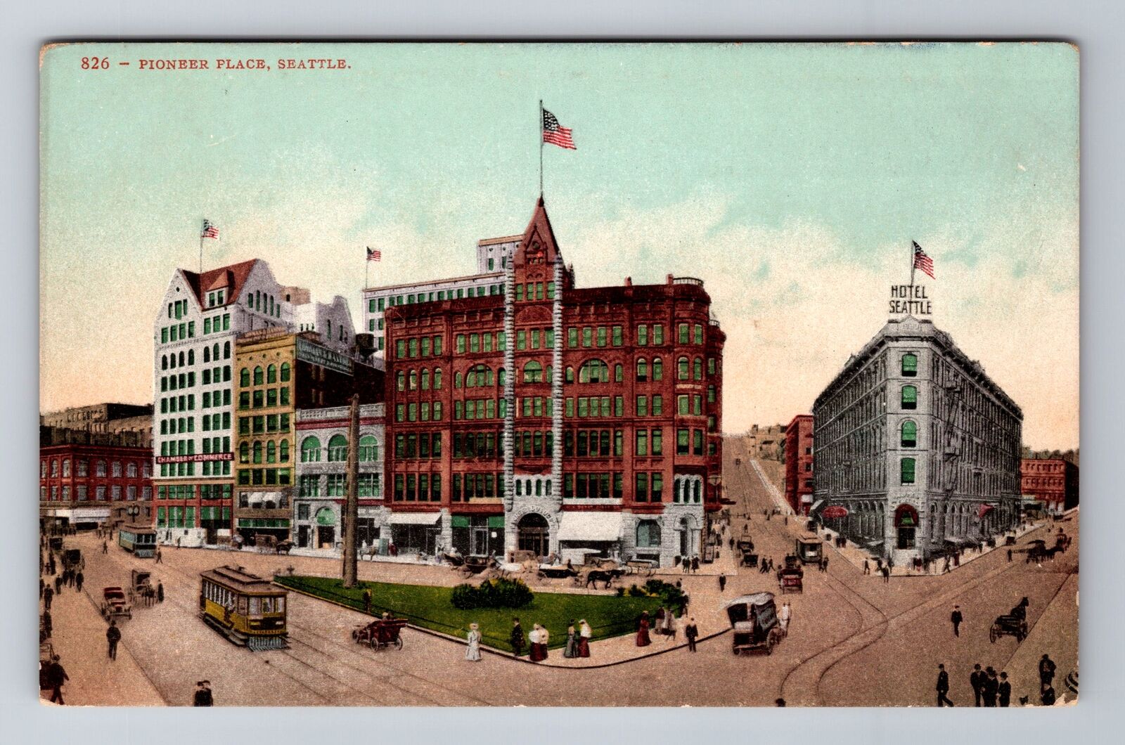 Seattle WA-Washington, Pioneer Place, Aerial, Antique, Vintage Souvenir Postcard