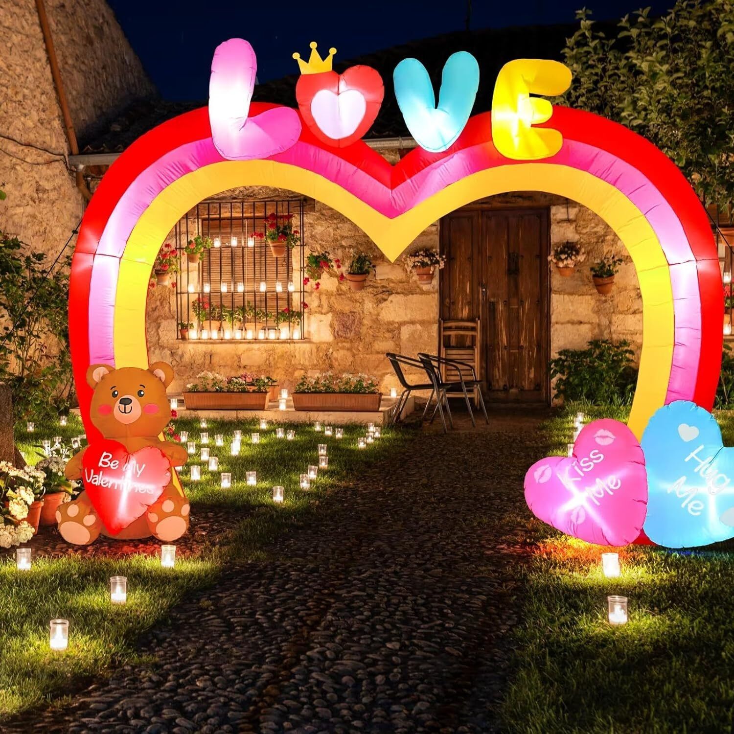 12 FT Love Heart Shaped Valentines Day Inflatables Outdoor Decorations Clearance