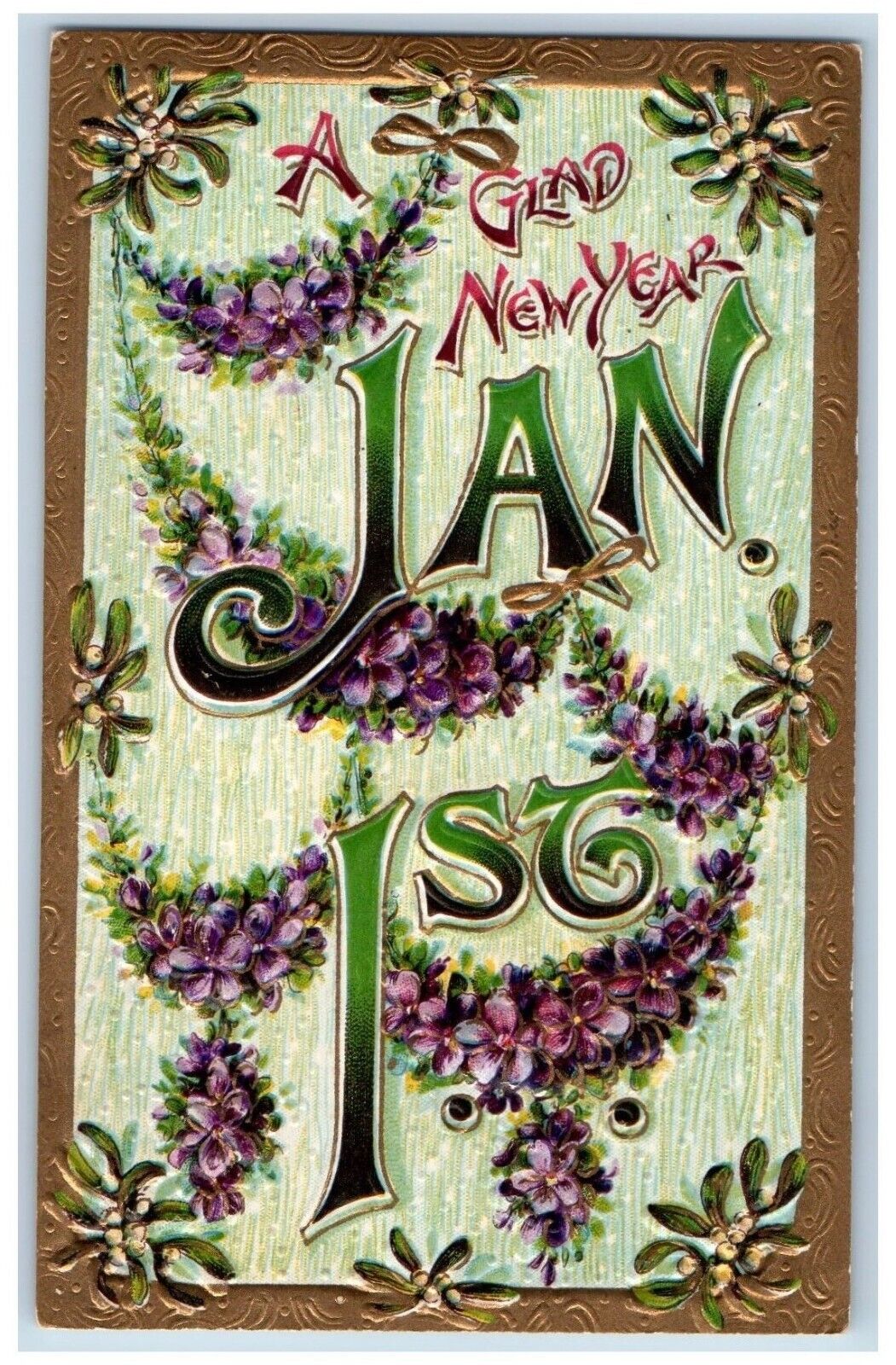 Molalla Oregon OR Postcard New Year Jan 1st Flowers Embossed c1910\'s Antique