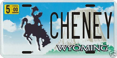 Vice-President Dick Cheney Wyoming 2000 License plate
