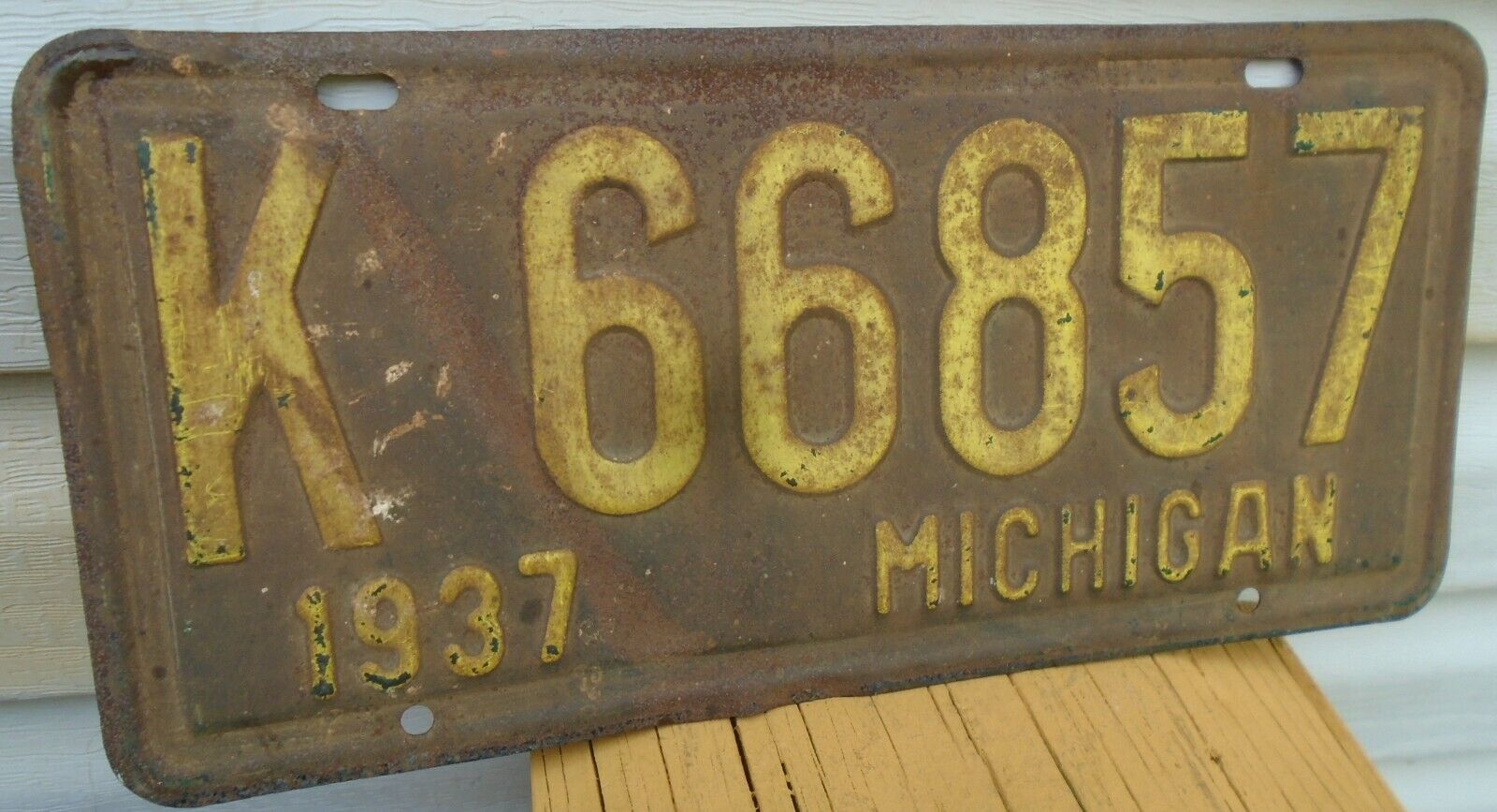 Vintage Michigan 1937 License Plate  K 66857