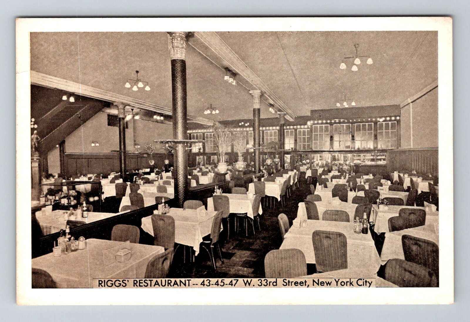 New York City NY, Rigg\'s Restaurant, Advertising, Vintage Postcard