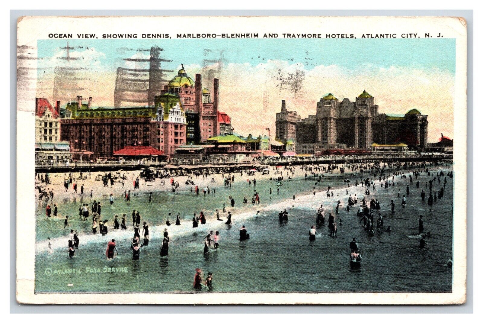 Bathers and Hotels Atlantic City NJ New Jersey WB Postcard O17