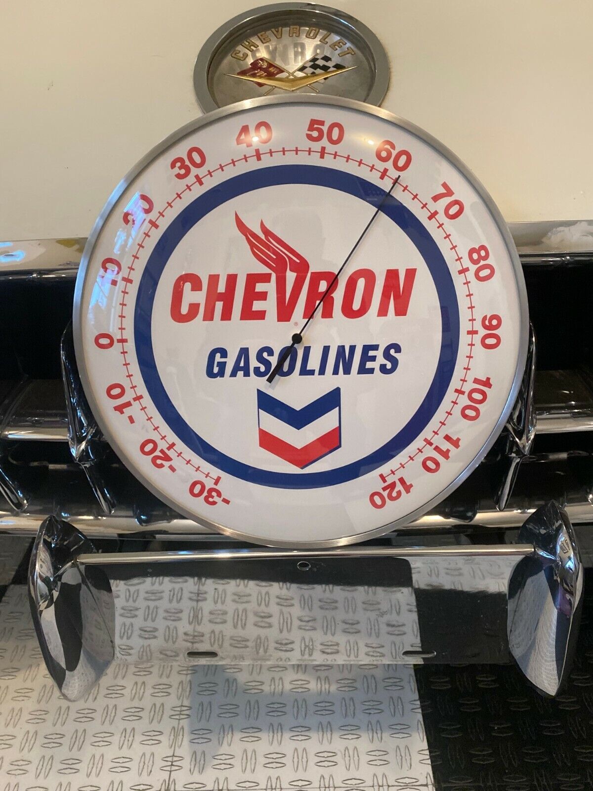 CHEVRON 66 Gas and OIL Vintage style Round Thermometer 12
