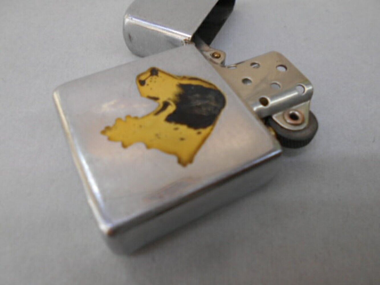 Vintage Zippo 1949-1951 Town & Country Dog Silver Color Oil Lighter