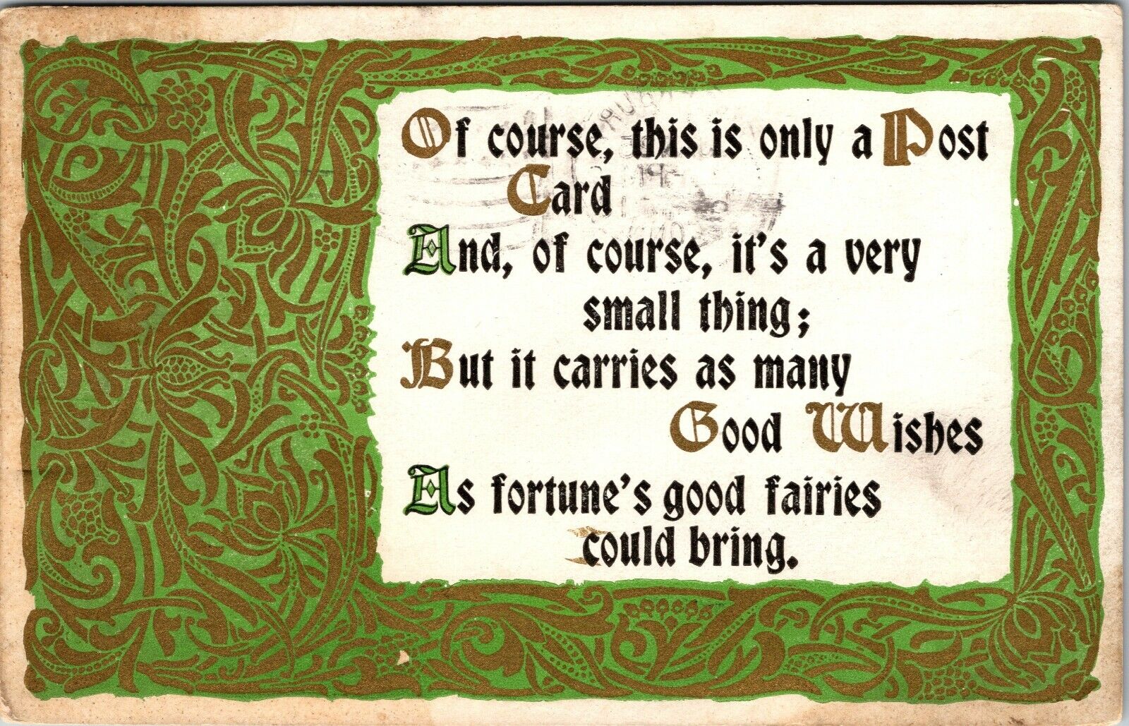 1910 Poem Good Wishes  Vintage Postcard