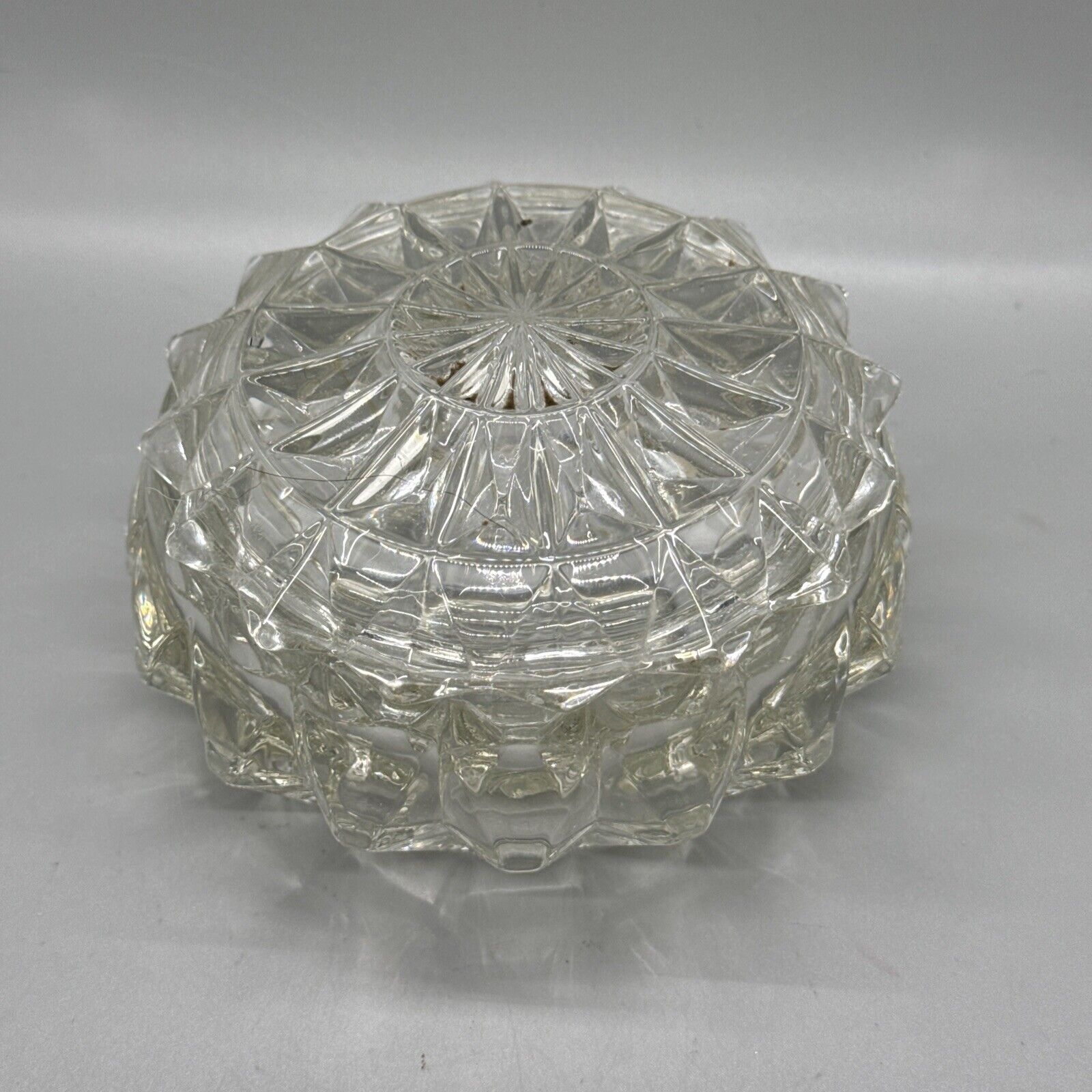 Jeannette Windsor Diamond Powder Dish  Crystal Depression Glass Art Deco